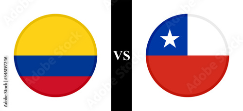 the concept of colombia vs chile. flags of colombian and chilean. vector illustration