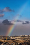 A rainbow arches over the Dome of the Rock mosque on the Temple Mount in the Old City of Jerusalem.