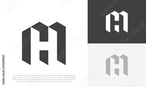 letter MH or HM initial logo design vector