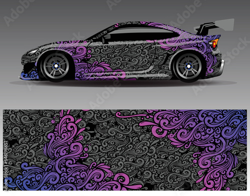 Car wrap design vector. Graphic abstract stripe racing background kit designs for wrap vehicle  race car  rally  adventure and livery