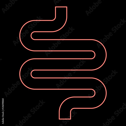 Neon intestine or bowels red color vector illustration image flat style
