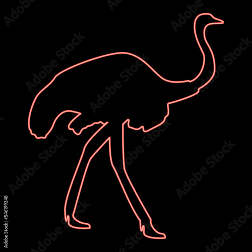 Neon ostrich red color vector illustration image flat style