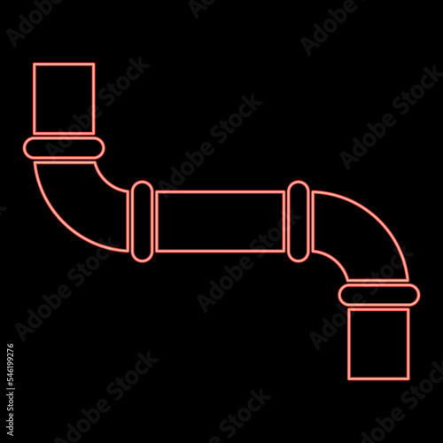 Neon pipe red color vector illustration image flat style