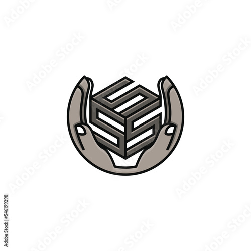 Hand logo template vector with triple sss letters, Perfect to use for charity, community, humanity etc.