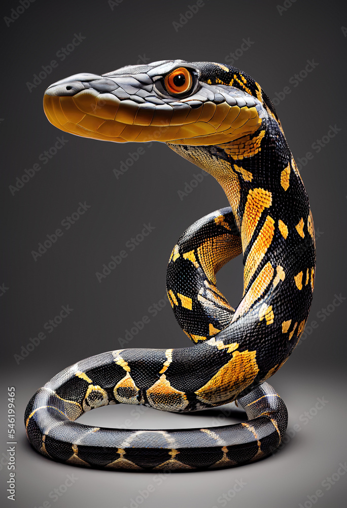 Fototapeta premium Portrait of king cobra snake in studio