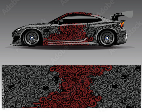 Car wrap design vector. Graphic abstract stripe racing background kit designs for wrap vehicle  race car  rally  adventure and livery