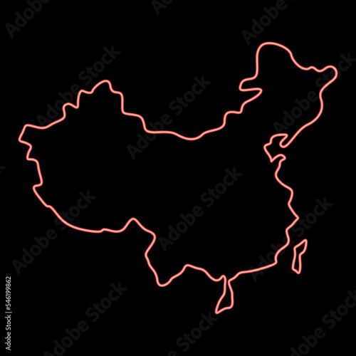 Neon map of china red color vector illustration image flat style