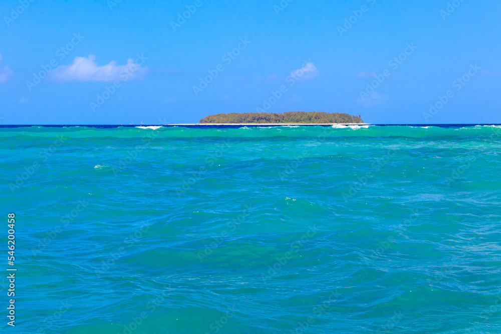 View of Mnemba island in the Indian Ocean, Zanzibar, Tanzania