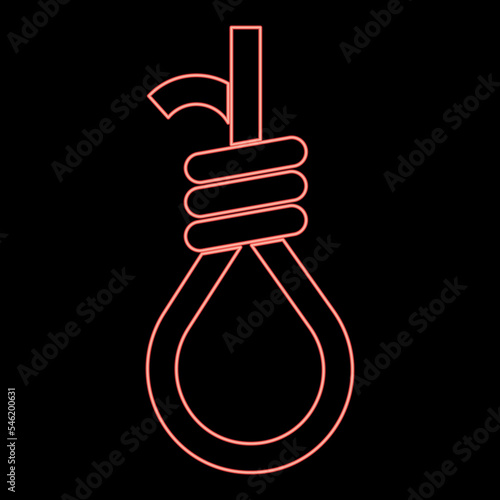 Neon gallows with rope noose red color vector illustration image flat style