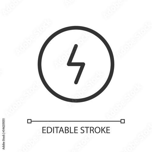 Wallpaper Mural Dangerous current pixel perfect linear ui icon. Electrical power. Awareness for customers. GUI, UX design. Outline isolated user interface element for app and web. Editable stroke. Arial font used Torontodigital.ca