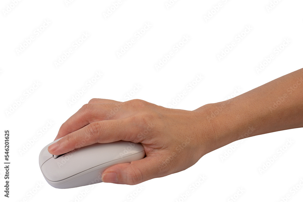 Hand click on modern computer mouse isolated on a transparent background Hand click on modern computer mouse isolated on a transparent background