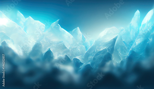 Cracked Ice. Blue Christmas textured background. Winter surface. Illustration Art