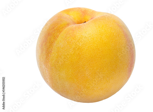 Yellow Peach isolated on white background, Fresh Yellow Peach Fruit on White PNG File
