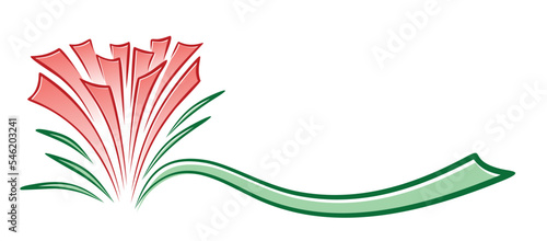 A symbol of a stylized garden flower.