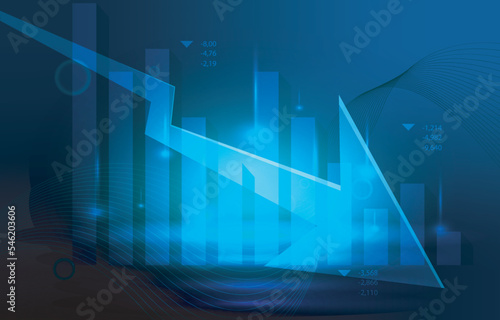 Down Arrow Negative Bar Graph Chart Depreciation Business Economic Recession