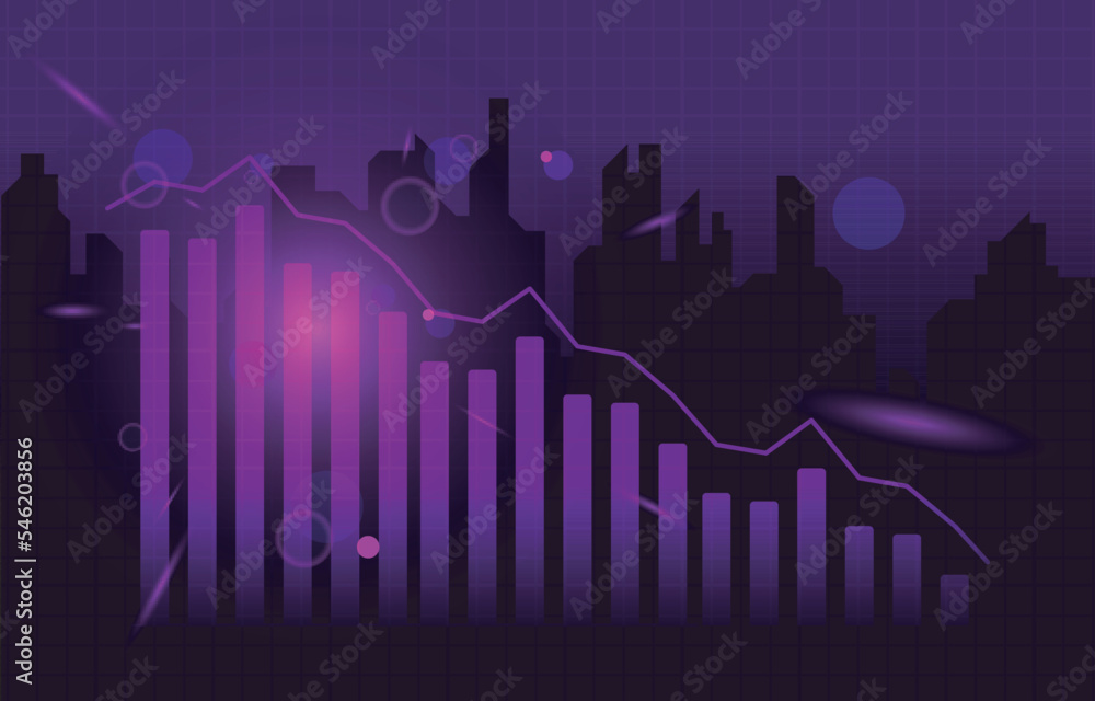 Negative Bar Graph Chart Depreciation Business Economic Recession City Building