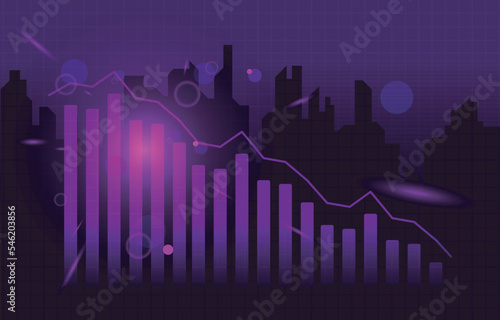 Negative Bar Graph Chart Depreciation Business Economic Recession City Building