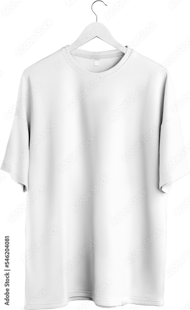 Mockup of an oversized white t-shirt, png, clothes on a hanger, front Mockup of an oversized white t-shirt, png, clothes on a hanger, front