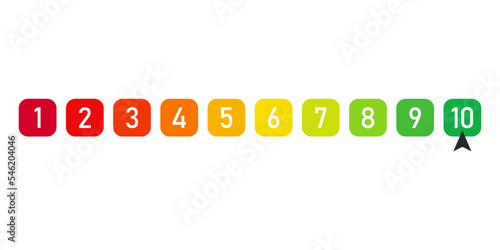 Rate us bar from 1 to 10, Best for website design, app, UI, isolated on white background. Vector illustration.