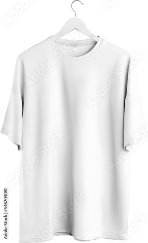 Mockup of an oversized white t-shirt, png, clothes on a hanger, front © olegphotor