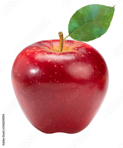 Fresh Red Apple with leaves isolated on white background, Red Royal Gala apple on white background PNG File.