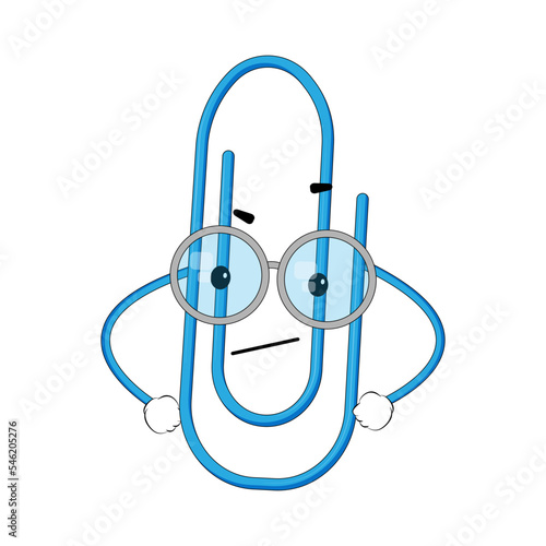cartoon dissatisfied paper clip vector illustration