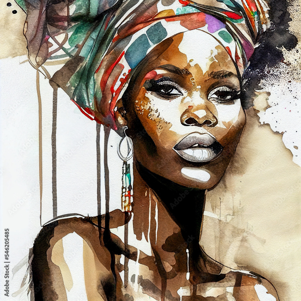 Portrait of a African Woman , Generative AI Illustration Background 01