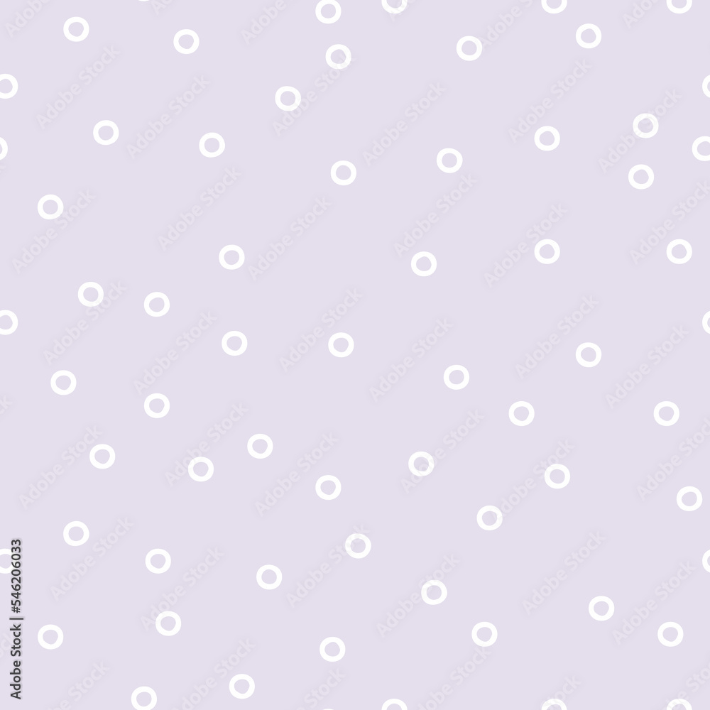 Abstract vector seamless pattern with white chaotic points on lilac backdrop. For fabric, textile, invitation baby shower, print for clothes and pajamas, gift and wrapping paper, wallpapers and decor
