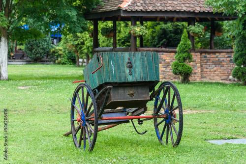 Traditional serbian style carriage cart. Old wagon of farmer