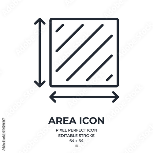 Area and dimension concept editable stroke outline icon isolated on white background flat vector illustration. Pixel perfect. 64 x 64.