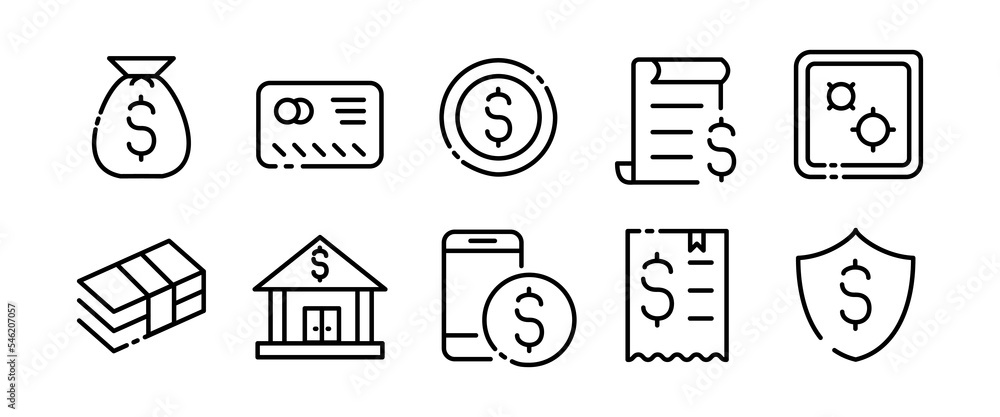 Payment set icon. Check, transaction, bank online, spam, envelope, order, cash, tax, shield, salary, bill. Shopping concept. Vector black set icon on a white background for Business and Advertising Payment set icon. Check, transaction, bank online, spam, envelope, order, cash, tax, shield, salary, bill. Shopping concept. Vector black set icon on a white background for Business and Advertising