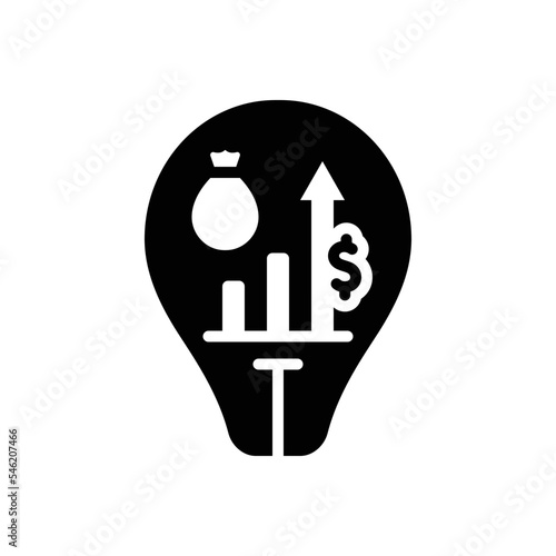 Black solid icon for profit