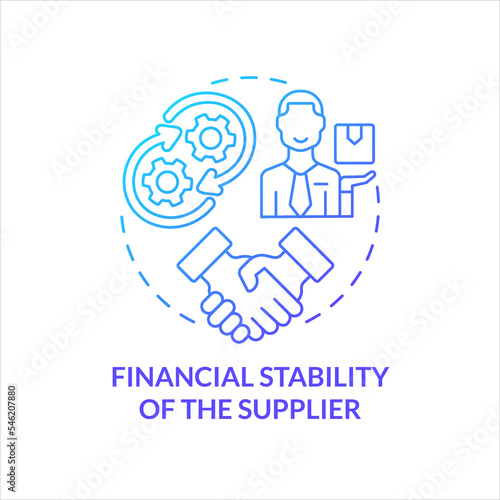 Financial stability of supplier blue gradient concept icon. Business relationship. Reliable partner abstract idea thin line illustration. Isolated outline drawing. Myriad Pro-Bold font used