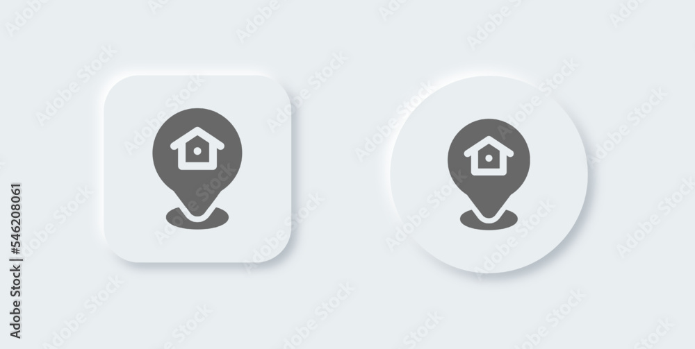 Address solid icon in neomorphic design style. Location signs vector illustration. Address solid icon in neomorphic design style. Location signs vector illustration.