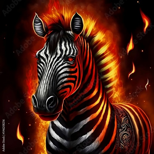 Magisches Zebra mit Flammen  made by AI  k  nstliche Intelligenz