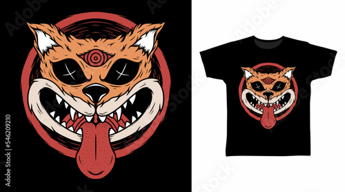 Orange cat monster tshirt design concepts