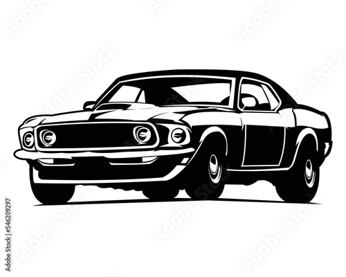 old american muscle car isolated vector illustration showing from the side. best for badge, icon and sticker design.