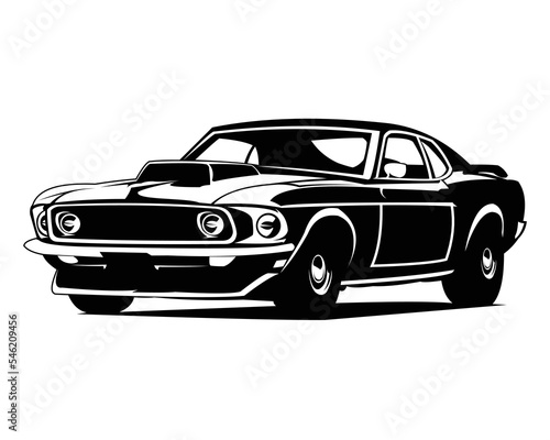 old american muscle car isolated vector illustration showing from the side. best for badge  icon and sticker design.