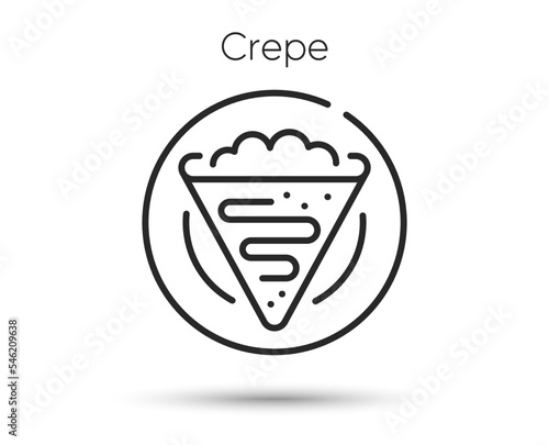 Crepe line icon. Sweet pancake on plate sign. Snack food symbol. Illustration for web and mobile app. Line style cream crepe icon. Editable stroke tasty pancake. Breakfast menu food. Vector