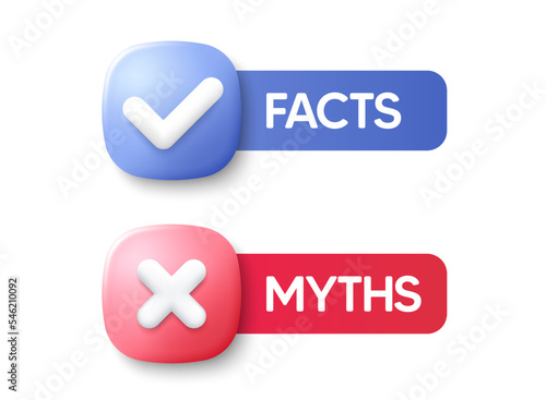 Tela Facts and myths buttons with check and cross mark