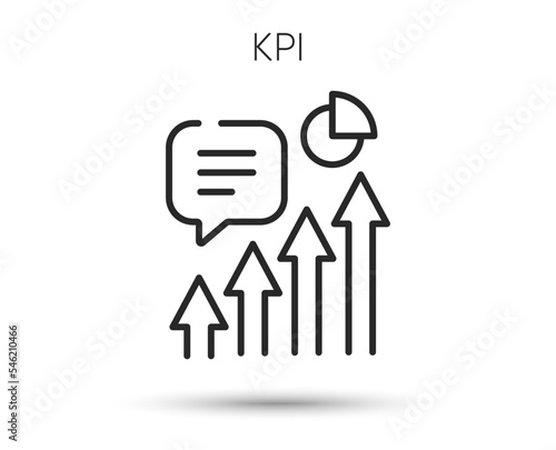 Kpi line icon. Key performance indicator sign. Progress and success targets symbol. Illustration for web and mobile app. Line business performance indicator icon. Editable stroke Kpi chart. Vector