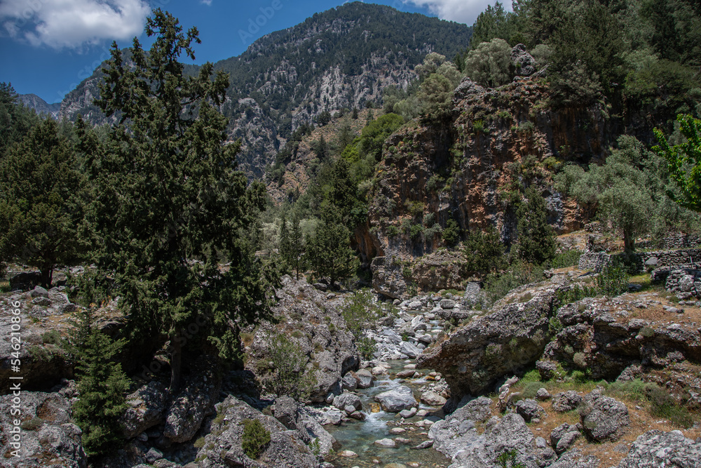 Beautiful landscape in the Samaria Gorge on the Greek island of Crete Beautiful landscape in the Samaria Gorge on the Greek island of Crete