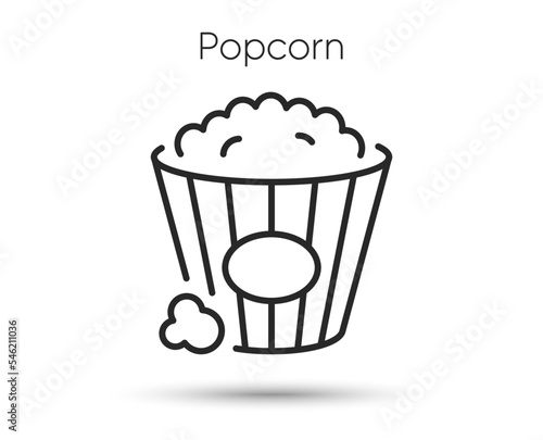Popcorn line icon. Cinema snack food sign. Pop corn symbol. Illustration for web and mobile app. Line style sweet butter snack icon. Editable stroke popcorn food. Vector