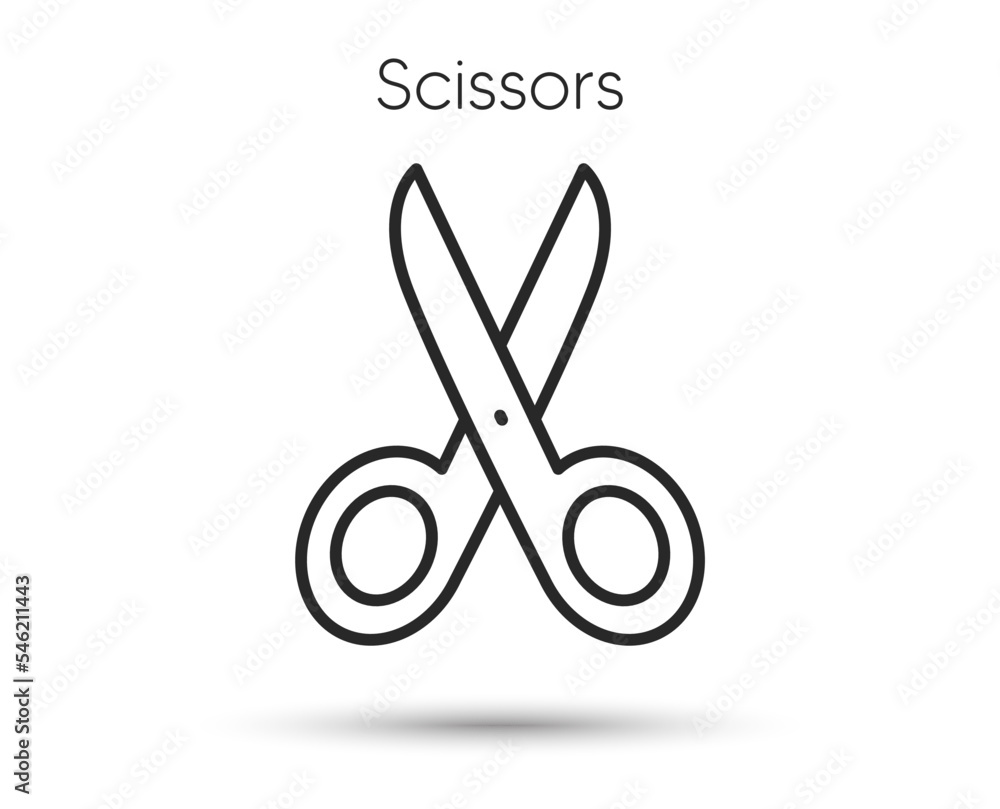 Fototapeta premium Scissors line icon. Cut paper scissor sign. Tailor, hairdresser or barber symbol. Illustration for web and mobile app. Line style open scissors icon. Editable stroke cut hair tool. Vector