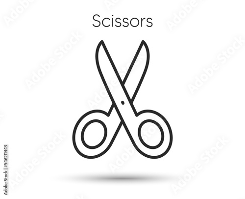 Scissors line icon. Cut paper scissor sign. Tailor, hairdresser or barber symbol. Illustration for web and mobile app. Line style open scissors icon. Editable stroke cut hair tool. Vector