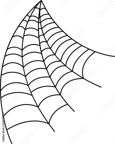 Hand drawn spider web icon. Black halloween cobweb