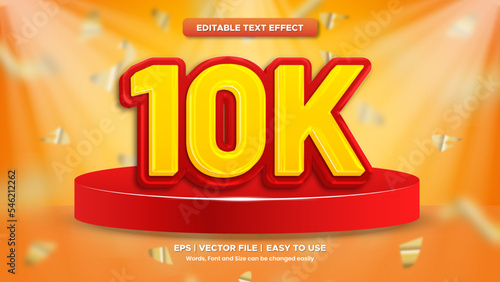 10k text effect in 3d style, with podium on gradient background