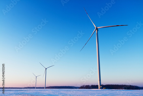 landscape with wind farm, winter time Poland europe