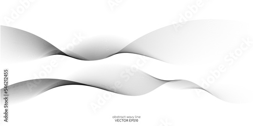 Vector wave lines smooth flowing dynamic black grey gradient isolated on white background for concept of technology, digital, communication, science, music
