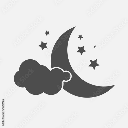 Night Icon in trendy flat style isolated on grey background